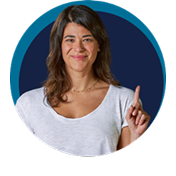 Adult woman at least 19 years of age smiling and holding up one finger